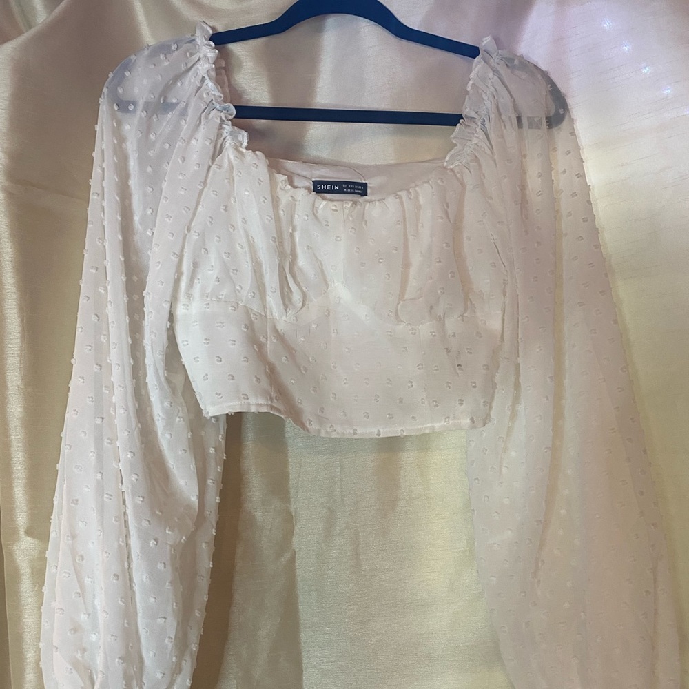 Shein White Cropped Long Sleeve